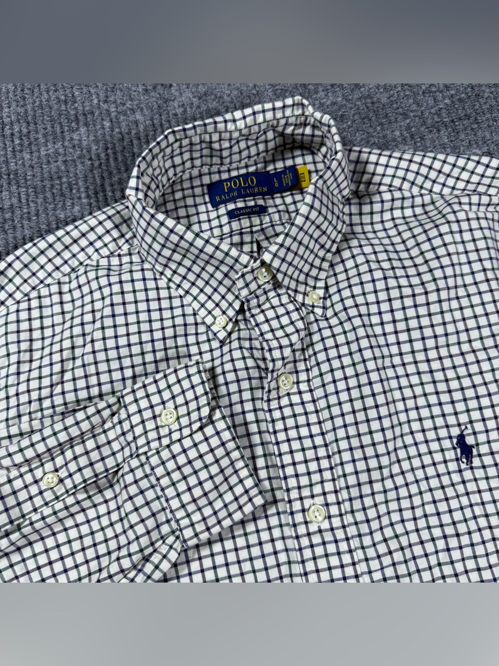 Polo Ralph Lauren Shirt Men’s L Classic Fit Button Down Cotton Plaid Tattersall
